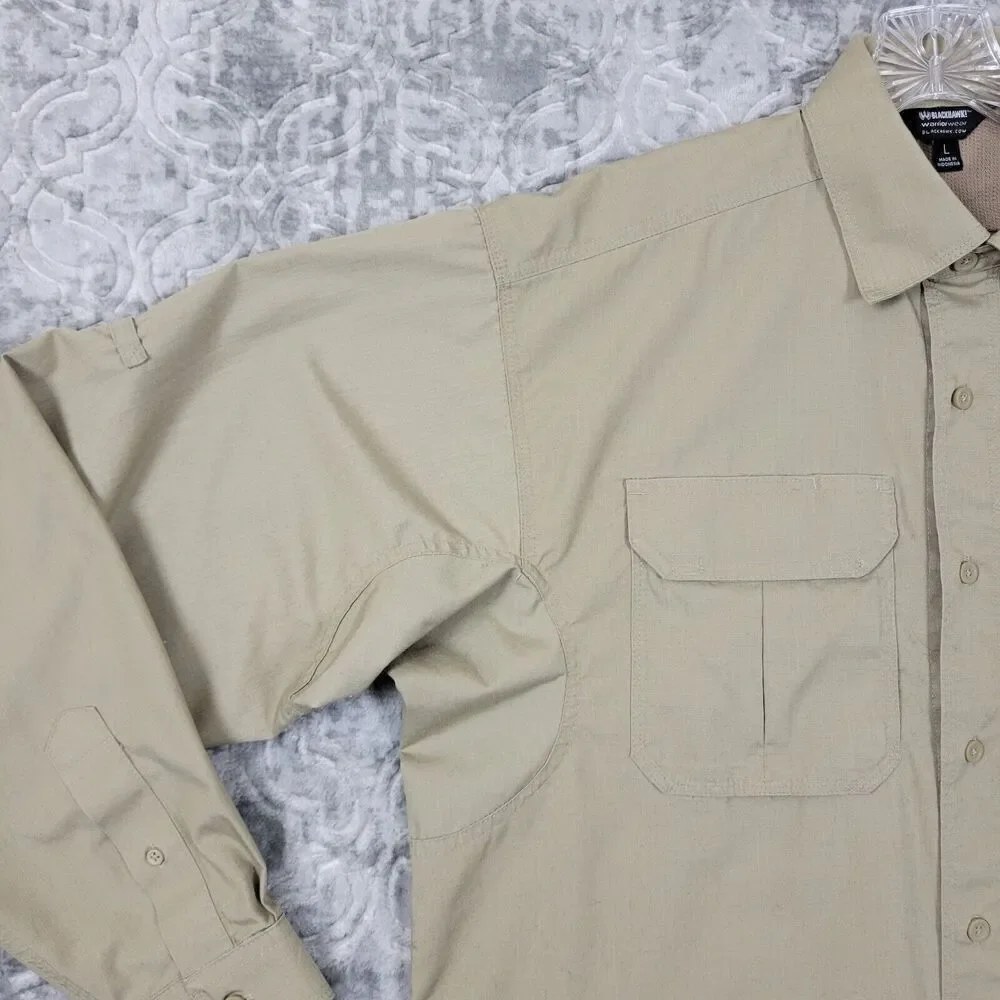 Blackhawk Tactical Button Shirt Men's Large Biege Rip Stop Federal Ammunition - Picture 4 of 14